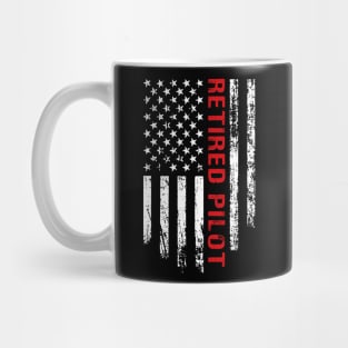 Retired Pilot Funny Aviation Lover USA Flag Mug